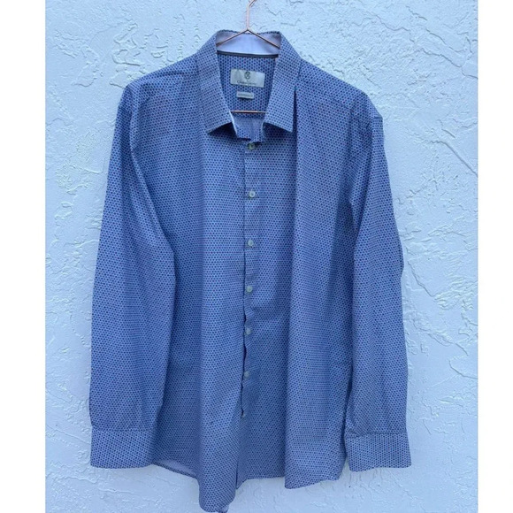 Christian Lacroix Mens Contemporary Fit Button Up Long Sleeve Shirt Blue Size XL - Picture 1 of 11